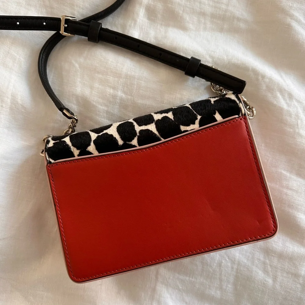 Like New kate spade Red and Black & White Giraffe Print Crossbody Bag